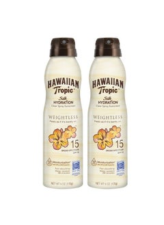 Hawaiian Tropic Hawaiian Tropic Weightless Hydration Clear Spray Sunscreen Spf 15 6Oz | Hawaiian Tropic Sunscreen Spf 15 Sunblock Oxybenzone Free Sunscreen Spray On Sunscreen Pack Spf 15 6Oz Each Twin Pack  - Image 1