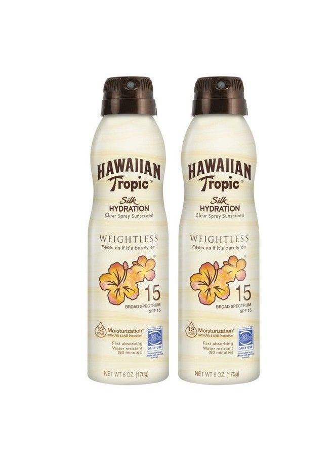 Hawaiian Tropic بخاخ واقي من الشمس خفيف الوزن من هاوايان تروبيك بعامل حماية من الشمس 15، 6 أونصة | بخاخ واقي من الشمس من هاوايان تروبيك بعامل حماية من الشمس 15، خالٍ من الأوكسي بنزون، عبوة واقية من الشمس بعامل حماية من الشمس 15، 6 أونصة لكل عبوة مزدوجة  - Image 1