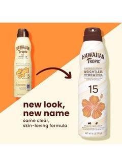 Hawaiian Tropic Hawaiian Tropic Weightless Hydration Clear Spray Sunscreen Spf 15 6Oz | Hawaiian Tropic Sunscreen Spf 15 Sunblock Oxybenzone Free Sunscreen Spray On Sunscreen Pack Spf 15 6Oz Each Twin Pack  - Image 3