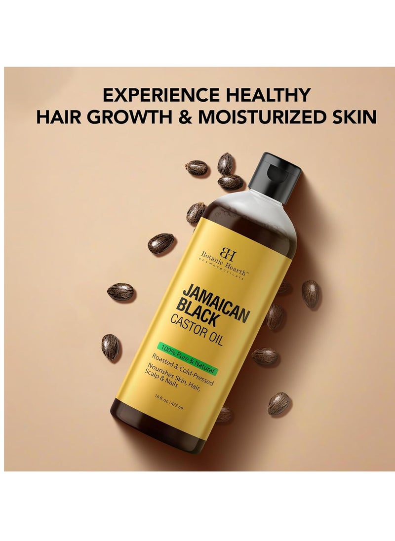 Botanic Hearth Botanic Hearth Jamaican Black Castor Oil (16 fl oz) | Roasted & Cold-Pressed | Promotes Hair Growth & Natural Skin Care | Ideal for Massage, Scalp, Hair & Nails  - Image 2