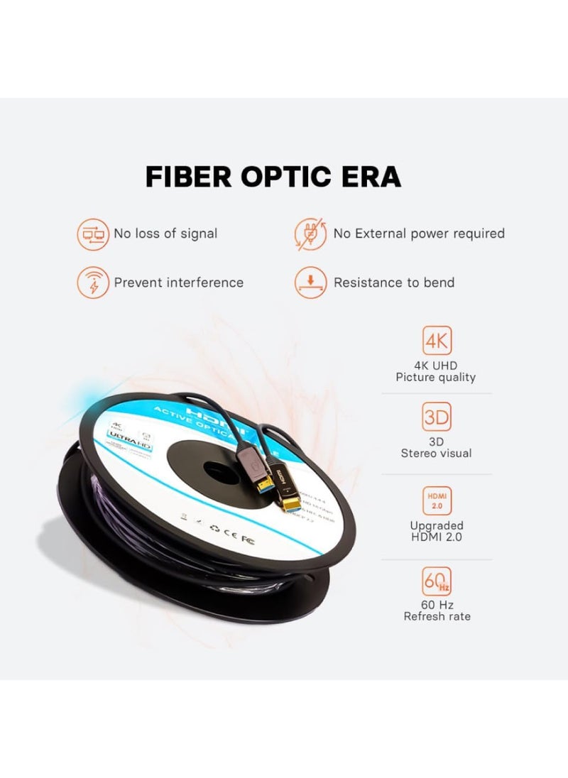 MOWSIL Active Optical AOC-Fiber HDMI 4K 60Hz 2.0 Cable DA Removable 50Mtr, Supported Resolution UHD 4K@60Hz Bandwidth upto 18 Gbps  - Image 3