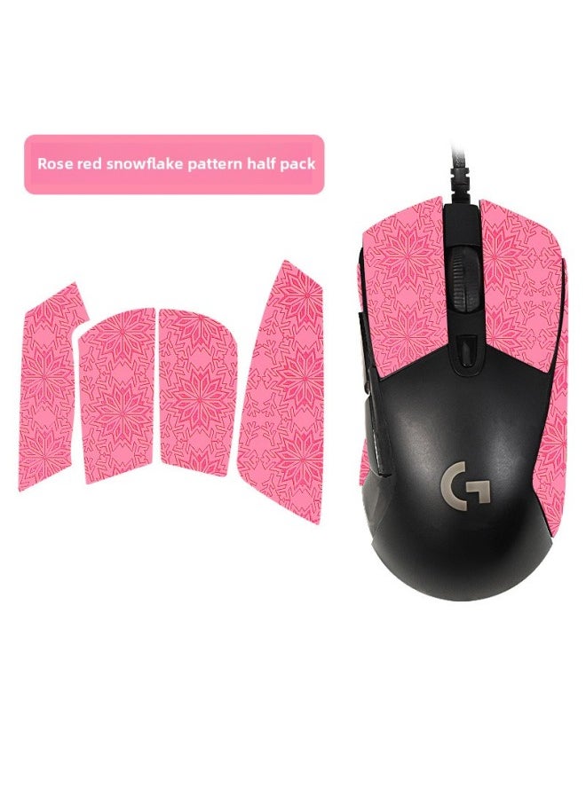 Generic - Suitable For Logitech G703/G603/G403 Mouse Anti-slip Sticker Special Sweat-absorbent Anti-sweat Side Sticker Foot Sticker Foot Mat Film-color:[half Pack] Rose Red Snowflake Pattern Mouse Sticker - Image 1