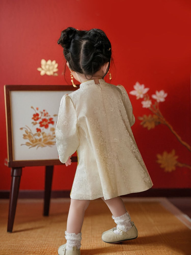 Girls' Dress Spring Long-Sleeved Chinese Style Retro Improved Cheongsam One-Year-Old Clothing Baby Girl Birthday Princess Dress - Image 3