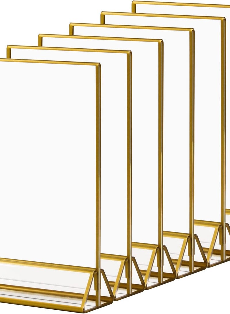 جروستيدي طاولة الزفاف 6 حزمة الاكريليك حامل الشعار الذهبي ، 8.5x11 الذهب الاكريليك إطار الصورة ، حامل القائمة شفافة مزدوجة الجانب - Image 1