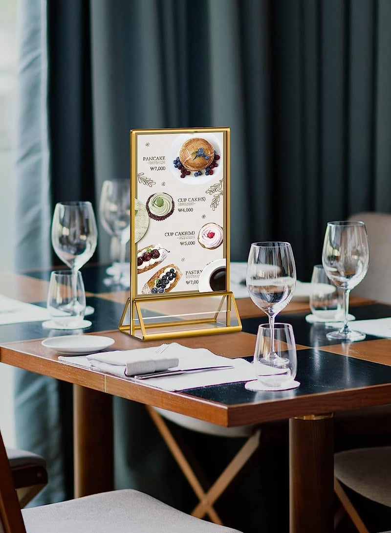 جروستيدي طاولة الزفاف 6 حزمة الاكريليك حامل الشعار الذهبي ، 8.5x11 الذهب الاكريليك إطار الصورة ، حامل القائمة شفافة مزدوجة الجانب - Image 3