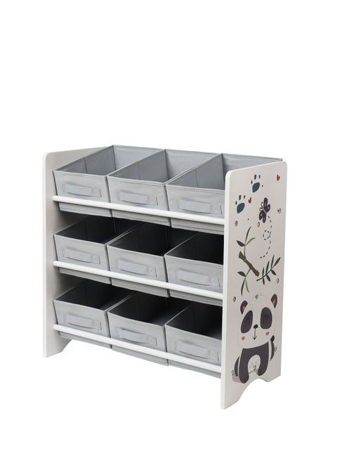 Dreeba Kids Toys-Books Organizer With 9 Storage Fabric Bins Large Storage - Grey