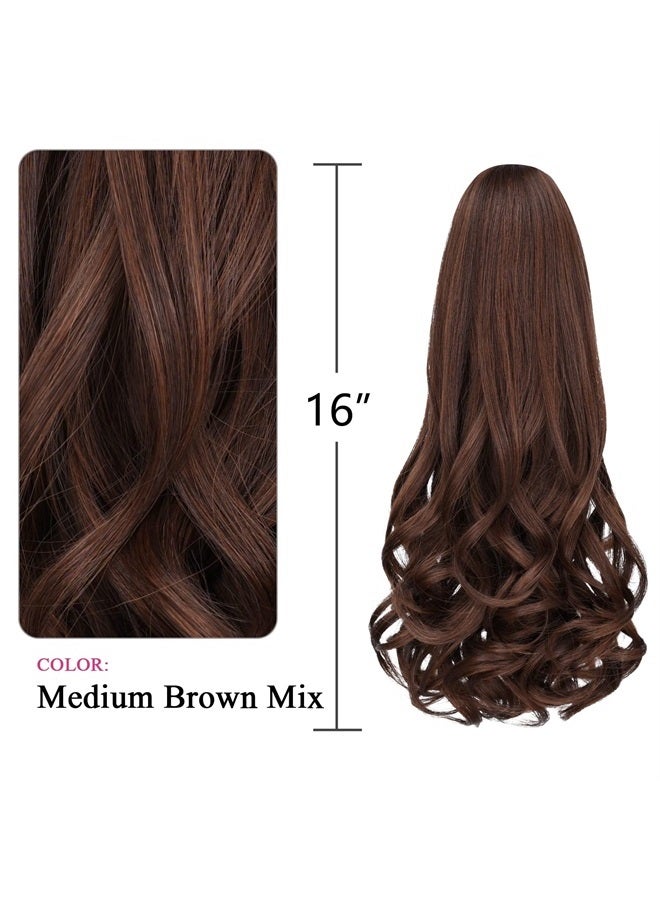 SYXLCYGG Brown Ponytail Clip,SYXLCYGG Clip Claw Pony tail 16" Wavy 4.5 OZ Synthetic Like Real Hair Fake Hair pieces For Women Easy To Use Fluffy¬ Tangled - Image 4