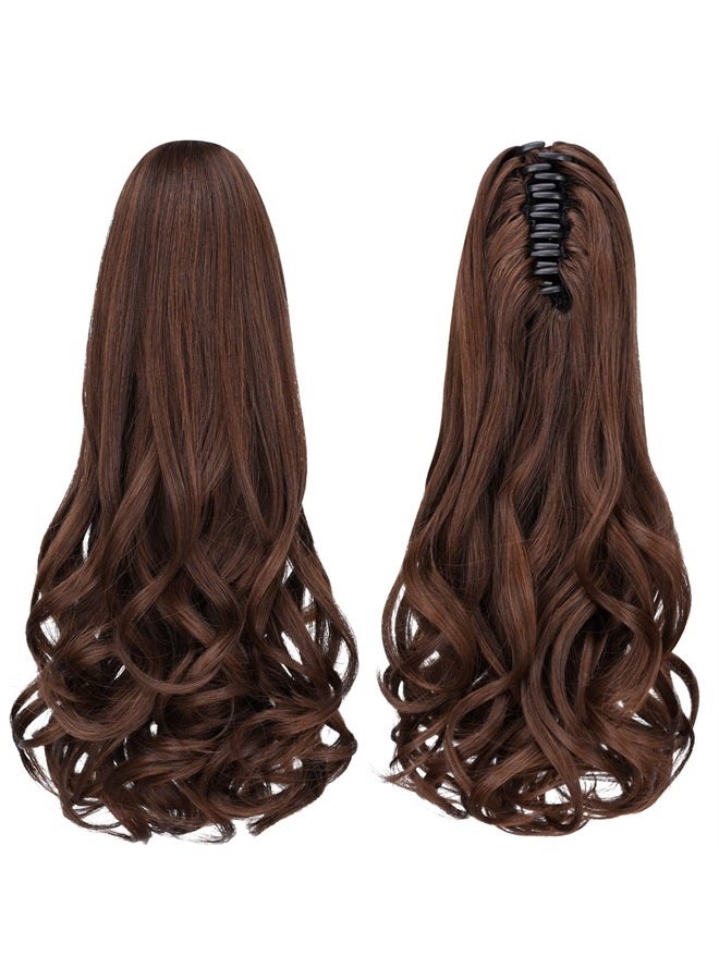SYXLCYGG Brown Ponytail Clip,SYXLCYGG Clip Claw Pony tail 16" Wavy 4.5 OZ Synthetic Like Real Hair Fake Hair pieces For Women Easy To Use Fluffy¬ Tangled - Image 2