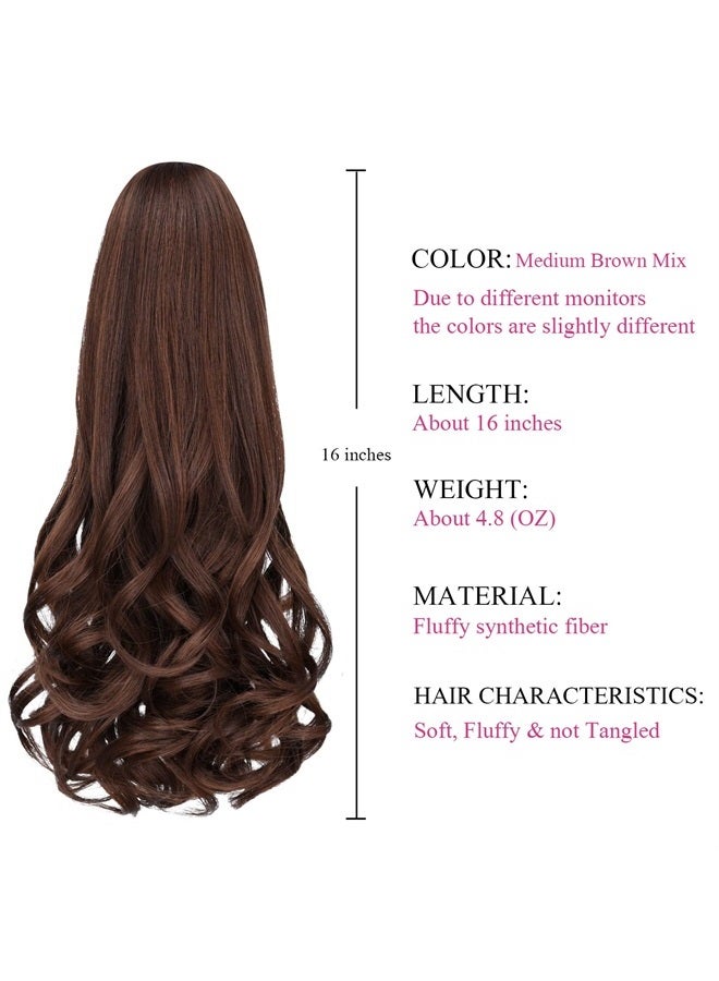 SYXLCYGG Brown Ponytail Clip,SYXLCYGG Clip Claw Pony tail 16" Wavy 4.5 OZ Synthetic Like Real Hair Fake Hair pieces For Women Easy To Use Fluffy¬ Tangled - Image 3