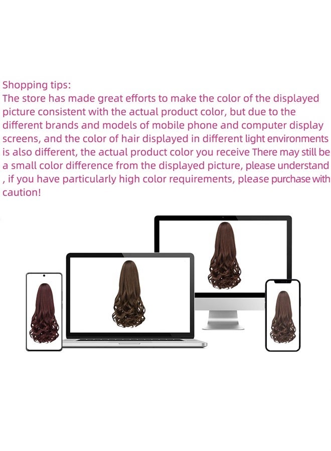 SYXLCYGG Brown Ponytail Clip,SYXLCYGG Clip Claw Pony tail 16" Wavy 4.5 OZ Synthetic Like Real Hair Fake Hair pieces For Women Easy To Use Fluffy¬ Tangled - Image 5