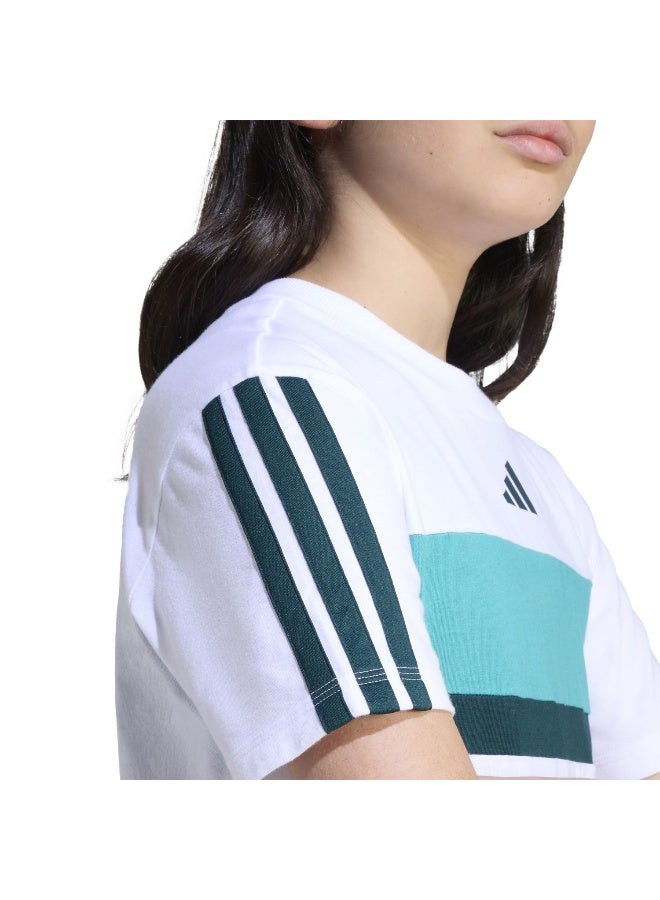 Adidas Adidas J 3S Tib T White T-Shirt (Short Sleeve) T-Shirts For Kids - Image 5