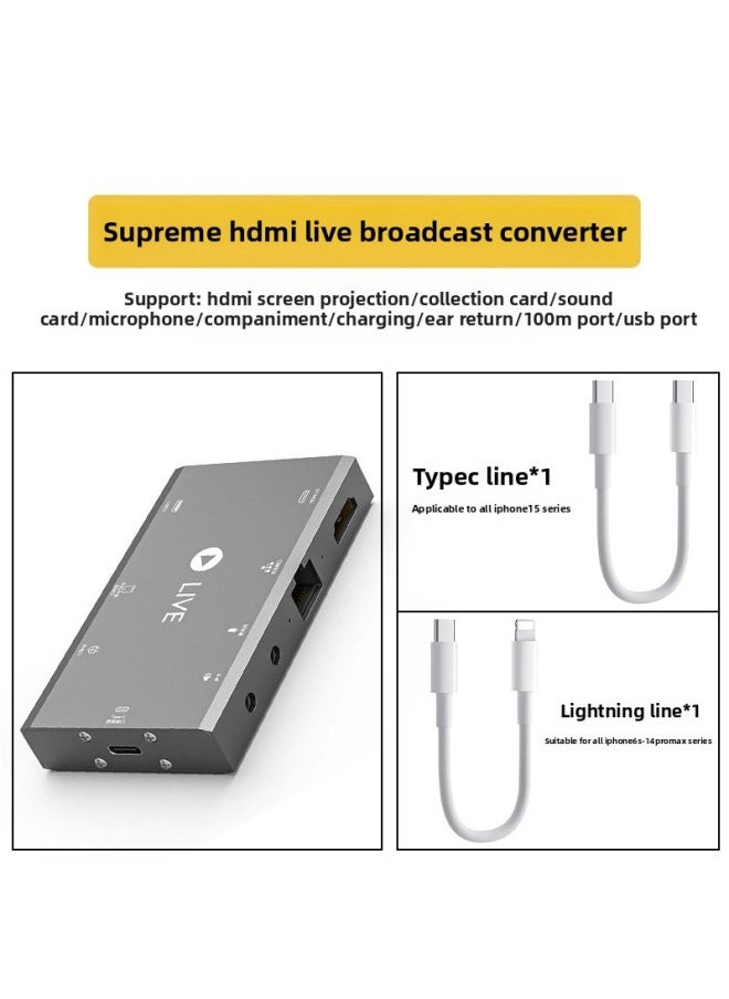 Generic - Applicable To For Apple For Iphone Mobile Phone Live Converter Lightning Expansion Dock Acquisition Card HDMI Screen Network-Color:Suitable For Apple (supreme Model) Live Broadcast Converter - Image 1