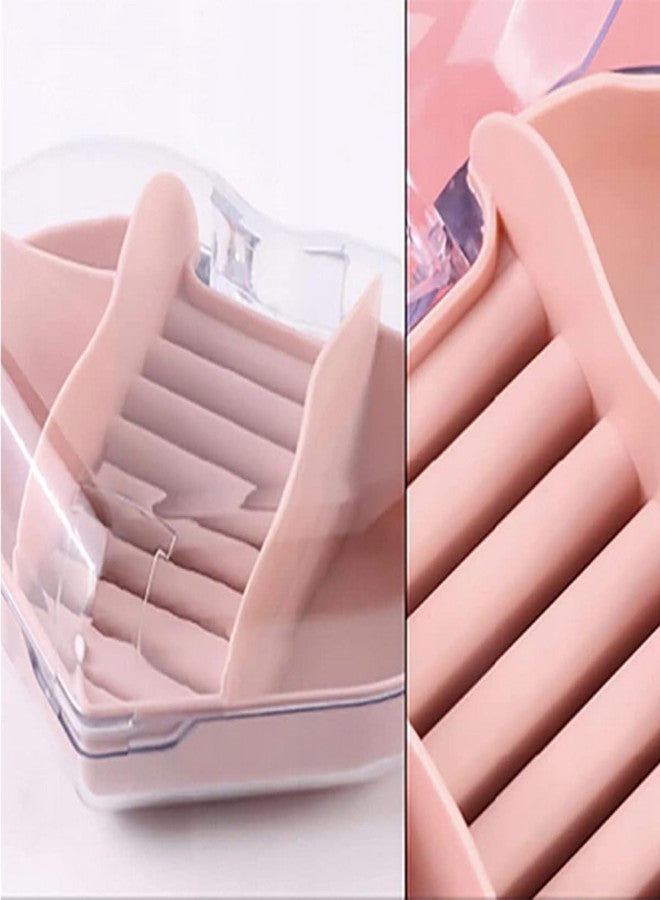 Hidak Heart Shape Small Portable Travel Jewelry Storage Box Organizer Holder Case for Earrings Necklaces Bracelets Rings Acrylic Transparent Jewelry Box Gift For Women & Girls (Pink) - Image 2