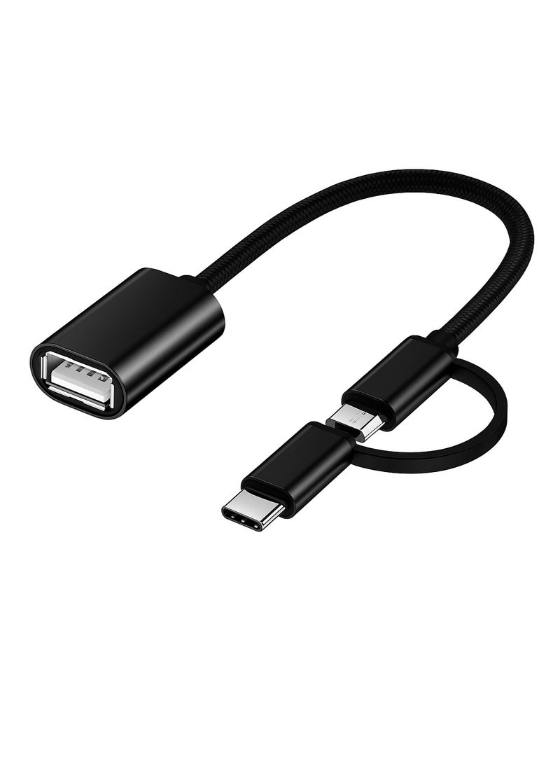 باور بلس محول OTG 2 في 1 – من USB أنثى إلى Micro USB وType-C، تصميم على شكل Y، بطول 10 سم، لنقل البيانات وتشغيل الأجهزة على هواتف أندرويد والأجهزة اللوحية - Image 1
