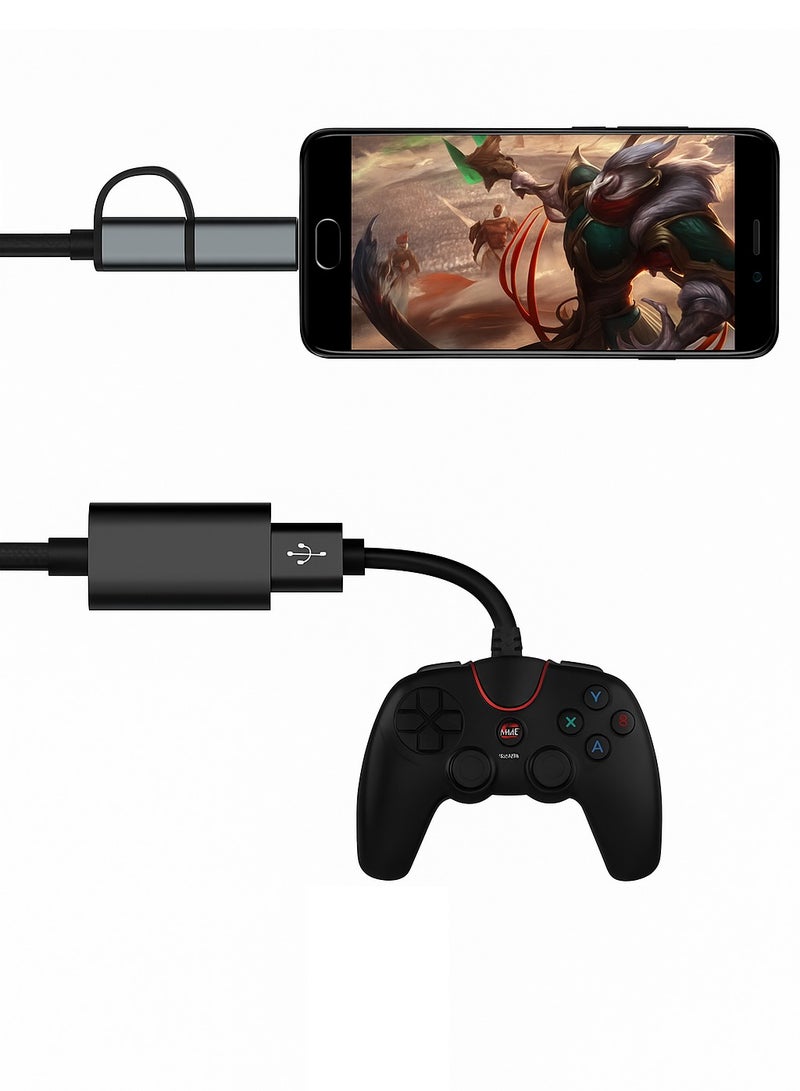 باور بلس محول OTG 2 في 1 – من USB أنثى إلى Micro USB وType-C، تصميم على شكل Y، بطول 10 سم، لنقل البيانات وتشغيل الأجهزة على هواتف أندرويد والأجهزة اللوحية - Image 2