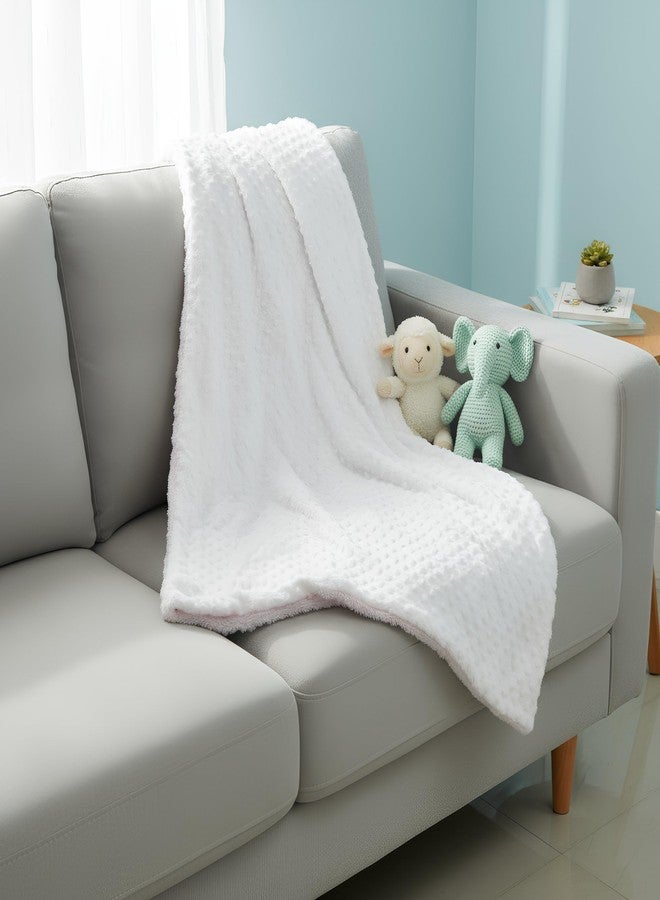 فوي دروب بطانية أطفال فائقة النعومة من فوي دروب | بطانية مزدوجة الطبقات دافئة للأطفال حديثي الولادة والرضع والأطفال الصغار | بطانية مريحة لسرير الأطفال وعربة الأطفال والسفر للأولاد والبنات (أبيض) - Image 2