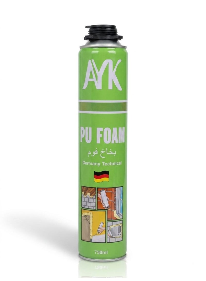 AYK 12 Cans of 750ml PU Foam Spray for Filling Gaps Holes and Cracks Shake Well for 1 Minute Before Use - Image 2