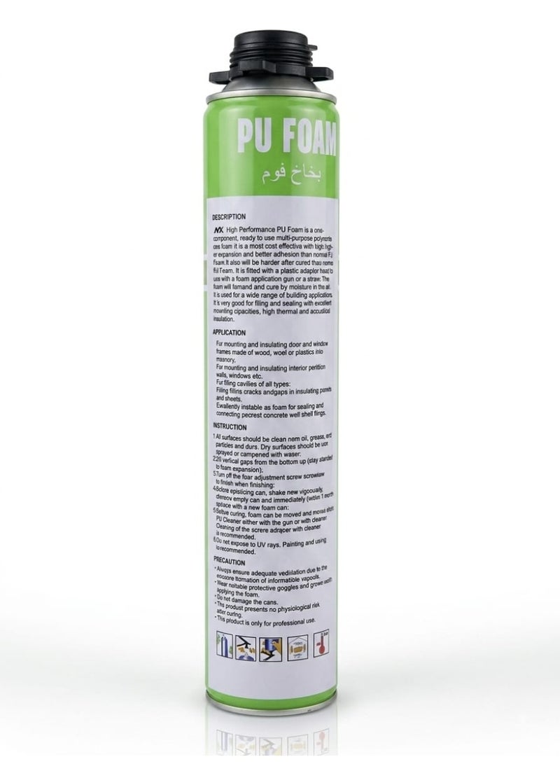 AYK 12 Cans of 750ml PU Foam Spray for Filling Gaps Holes and Cracks Shake Well for 1 Minute Before Use - Image 3