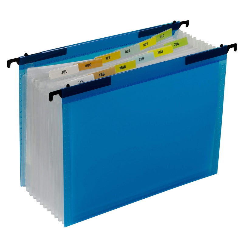 C-Line CLine Expanding File with Hang Tabs PrePrinted IndexTab Inserts 12 Sections 1 Capacity Letter Size 16Cut Tabs Blue