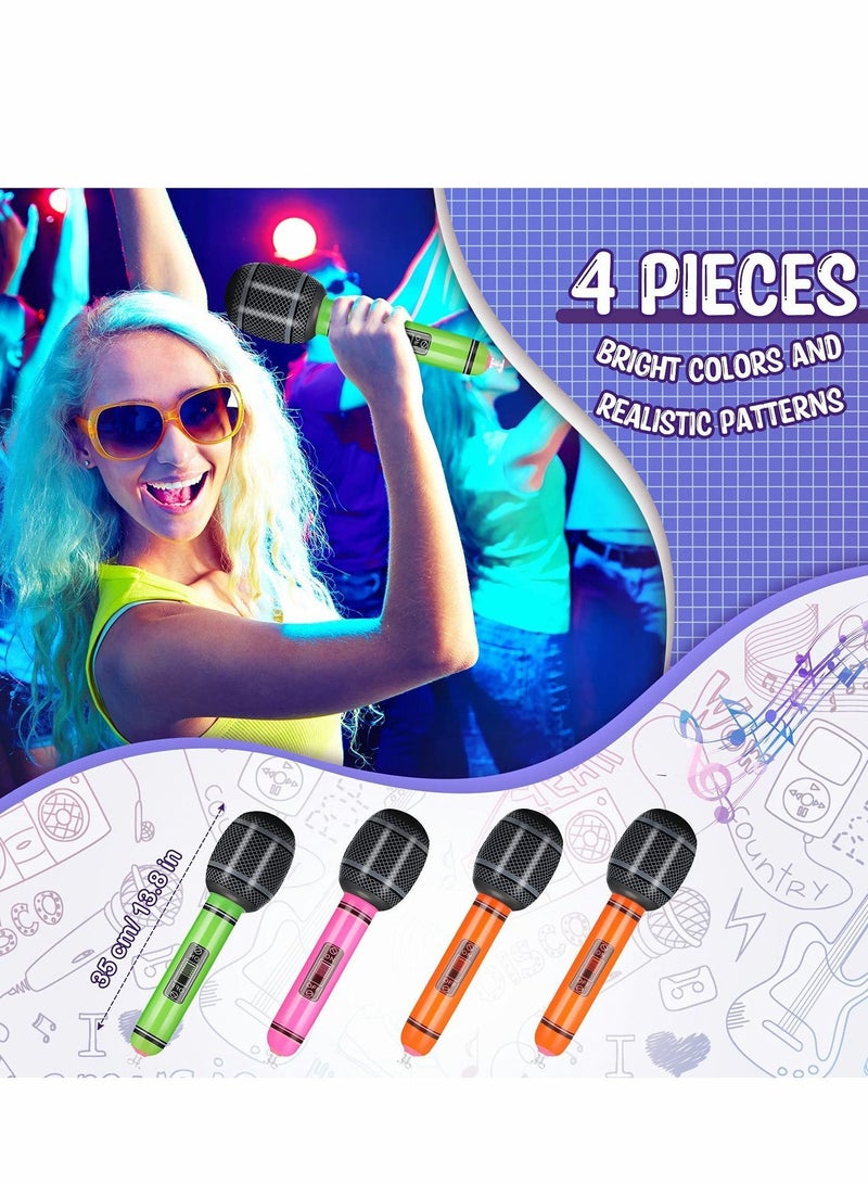 NIBEMINENT Inflatable Instruments Rock Star Toy Set Include Guitar Bass Saxophone Microphone Radio Balloons Props for 80s 90s Musical Themed Party, Random Color - Image 5