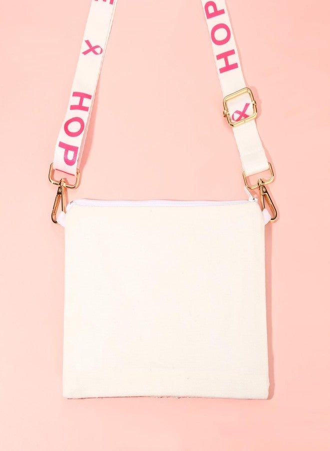 سيالكسهيني حقيبة يد نسائية للتوعية بسرطان الثدي، مزينة بشريط وردي مطرز، حقيبة كتف كروسبودي، إكسسوارات وهدايا للتوعية بسرطان الثدي (النمط أ) - Image 4