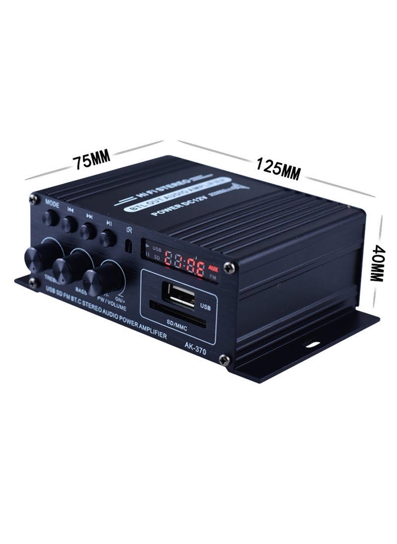 Generic - AK370 Mini Audio Power Amplifier Portable Sound Amplifier Speaker Amp for Car and Home - Image 1
