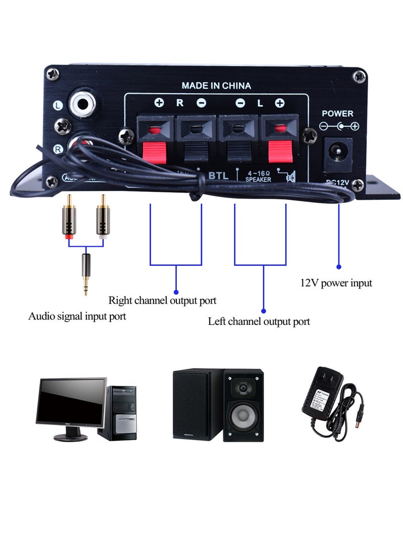Generic AK370 Mini Audio Power Amplifier Portable Sound Amplifier Speaker Amp for Car and Home  - Image 5