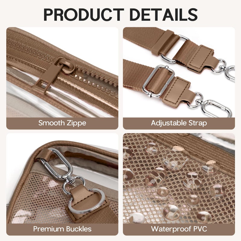 FODOKO Clear Crossbody Bag for Women Stadium Events Purse and handbags Wristlet Wallet with 2 Zippers for Concerts Sports Festivals - Image 5