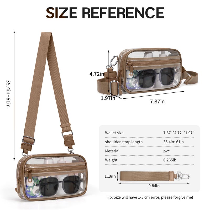 FODOKO Clear Crossbody Bag for Women Stadium Events Purse and handbags Wristlet Wallet with 2 Zippers for Concerts Sports Festivals - Image 3