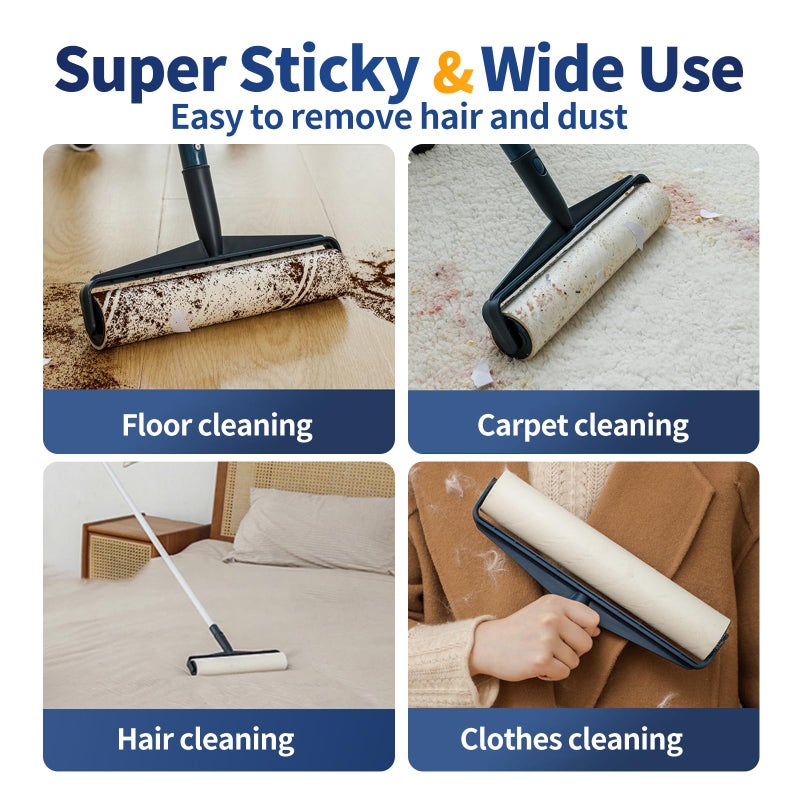 Floor Lint Rollers for Pet Hair Extra Sticky Mop，9.84in with 51.2in Long Handle Large Lint Remover Roller for Carpet Cleaner Cars, Clothing, and Pet Hair Picker from Floors - Image 5