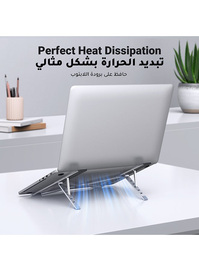 حامل لابتوب من سبيكة الألومنيوم قابل للتعديل على ارتفاع مريح لمستوى العين متوافق مع ماك بوك برو آير إصدار 2021 وكروم بوك وغير ذلك الكثير، ومرفق مع حقيبة للتخزين - Image 2