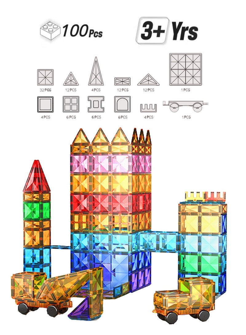 KSYN KO-KO 100 PCS Magnetic Building Blocks for Toddlers 3+ Years, STEM Learning Toys for Kids - Educational Construction Set Develops Fine Motor Skills, Creativity & Imagination - Image 1