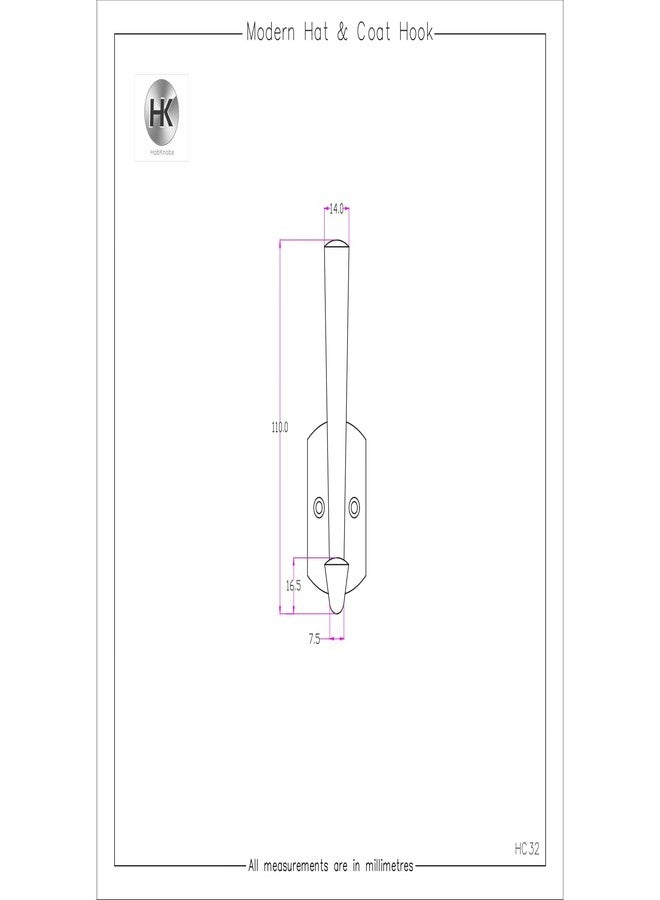 HOBKNOBS (Set of 6 Chrome Plated Wall/Wooden Mounted 105mm(H) Hook Hanger - White & Silver.. - Image 3