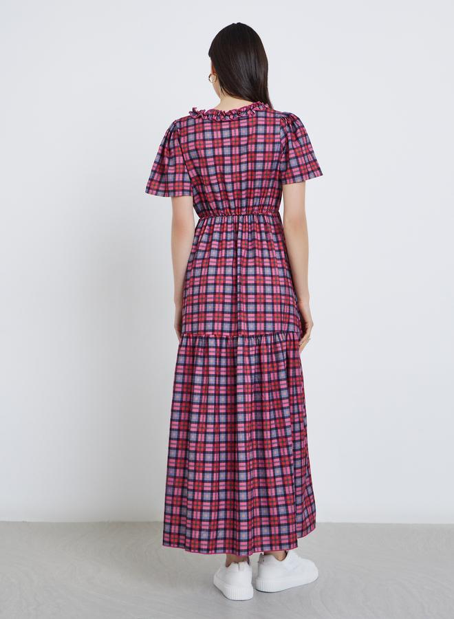 تايك تو فستان طويل بطبعة مربعات - Image 5