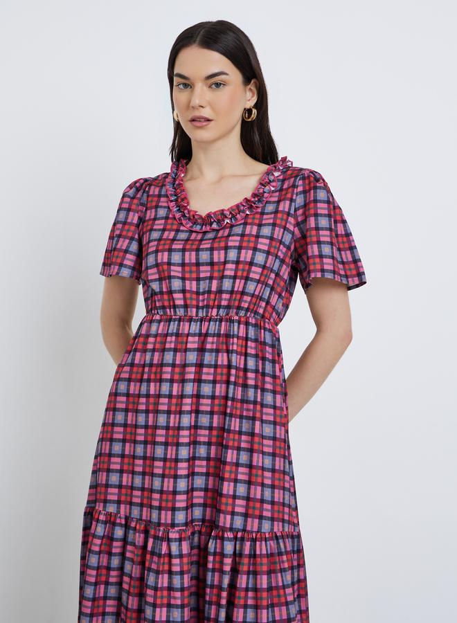 تايك تو فستان طويل بطبعة مربعات - Image 2