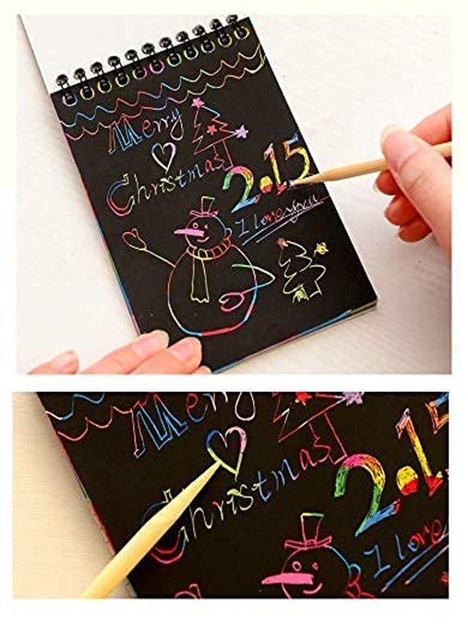 موريل دفتر رسم ومذكرات قابل للخدش من موريل (كتابان - ١٠ صفحات لكل كتاب) ١٤.٥ سم × ١٠ سم، دفتر ملاحظات سحري قابل للخدش للأطفال، مثالي للأعمال الفنية والحرف اليدوية، مجموعة أنشطة سفر مثالية، كتابان - Image 1