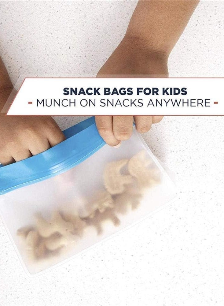 BERAM Reusable Storage Bags, Standing Ziploc Containers, Dishwasher Safe, Leak Proof, BPA Free, PEVA Material, Freezer Safe Lunch and Sandwich Bags, Food Safe Picnic and Travel Bags