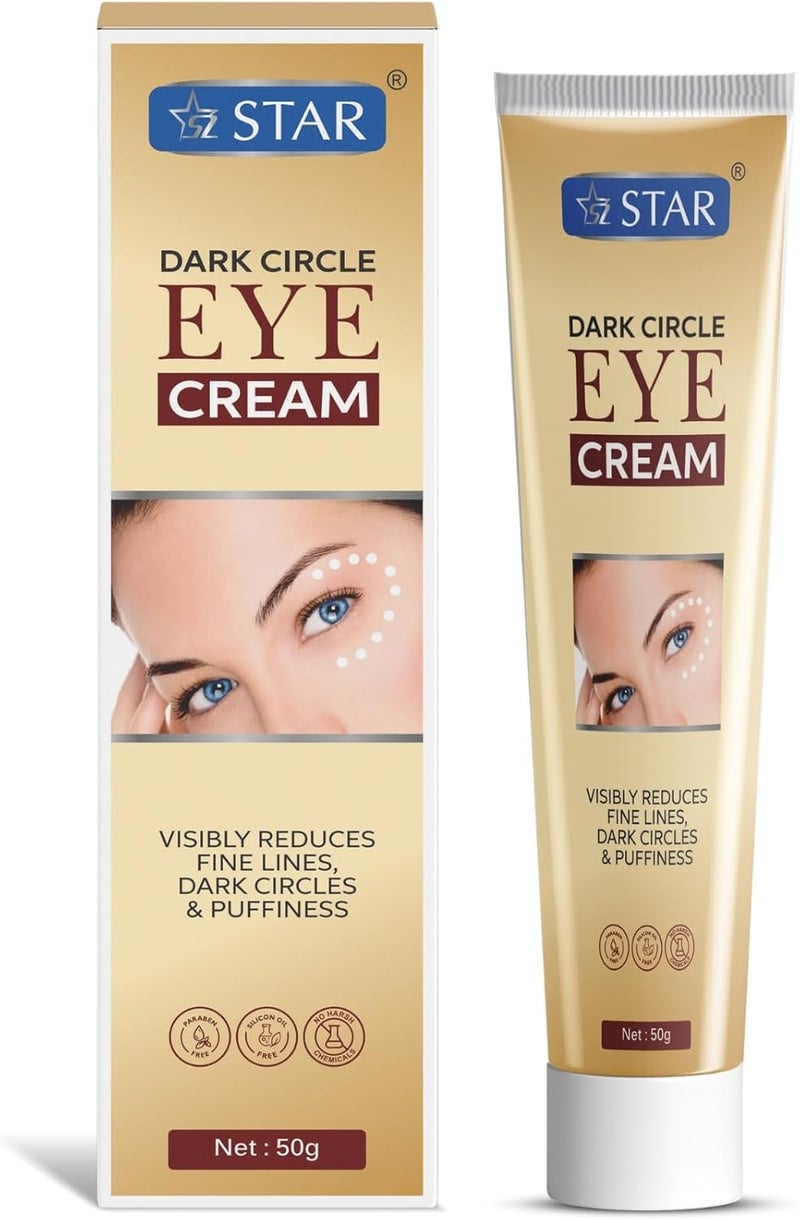 SZ Star Under Eye Cream Instant Brightening Eye Balm with Kojic Acid Arbutin for Dark Circles Puffiness Wrinkles Fine Lines Lightweight Hydrating Formula for Eye Skincare Routine 50ml