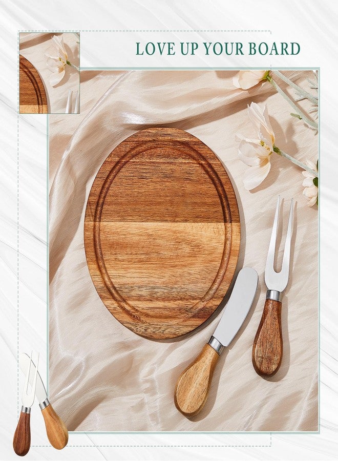 Maxcheck 1 Set Baby Shower Bridal Game Prizes for Winners Round Cheese Board Set Wood Mini Charcuterie Board with Knives and Forks Thank You Card with Gift Box for Guests Wedding (Acacia) - Image 4