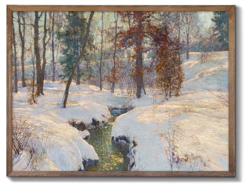 XOCUUI Winter Forest Landscape Wall Art Vintage Snowy Pine Trees Painting Prints Rustic Snowscape Picture Nature Wilderness Illustrations Modern Art Unframed for Living Room Bedroom Home Walls Decor, 8x10 Inch - Image 1