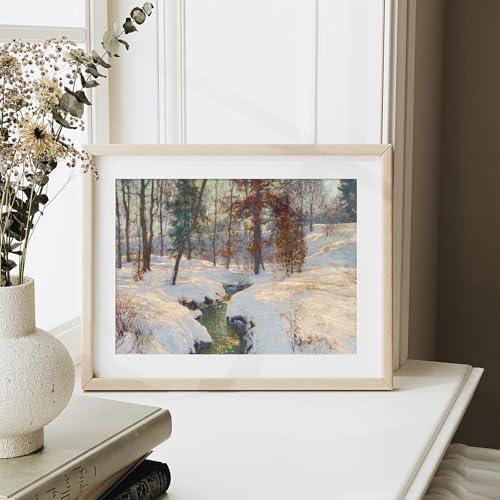 XOCUUI Winter Forest Landscape Wall Art Vintage Snowy Pine Trees Painting Prints Rustic Snowscape Picture Nature Wilderness Illustrations Modern Art Unframed for Living Room Bedroom Home Walls Decor, 8x10 Inch - Image 2