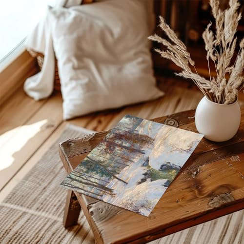 XOCUUI Winter Forest Landscape Wall Art Vintage Snowy Pine Trees Painting Prints Rustic Snowscape Picture Nature Wilderness Illustrations Modern Art Unframed for Living Room Bedroom Home Walls Decor, 8x10 Inch - Image 5