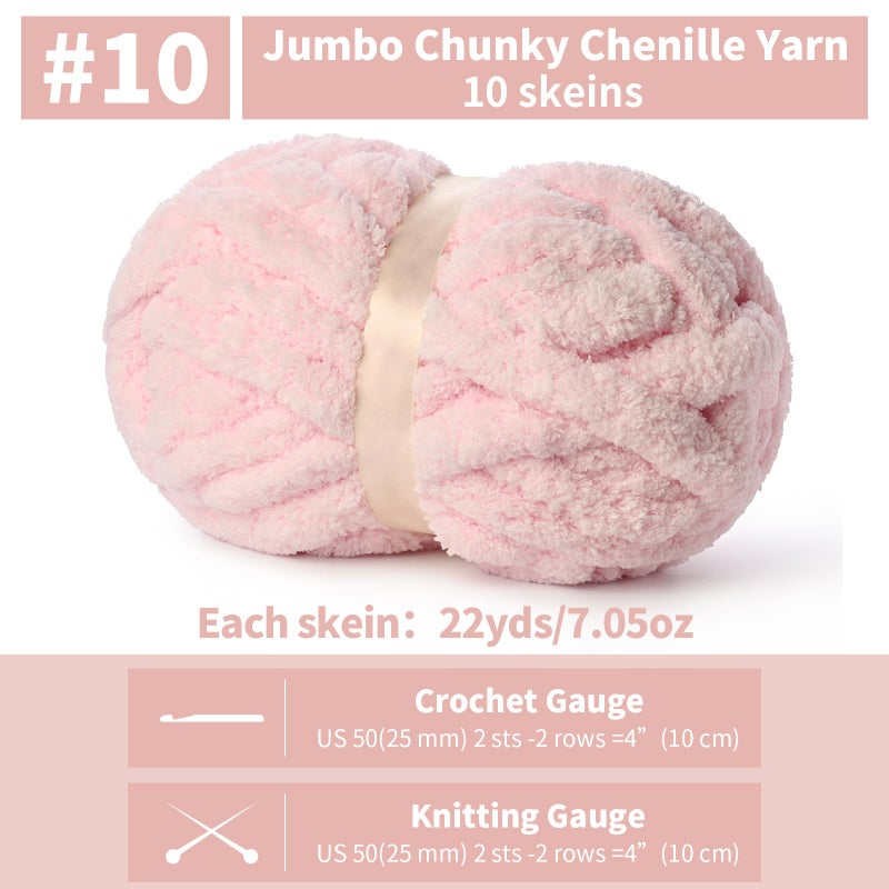 OMoiut 10 Pack of Pink Soft Jumbo Chunky Yarn for Hand Knitting,Thick Blanket Yarn for Crocheting, #10 Super Bulky Yarns, 220yds/70.5oz Fluffy Chunky Chenille Yarns for Crocheting. - Image 2