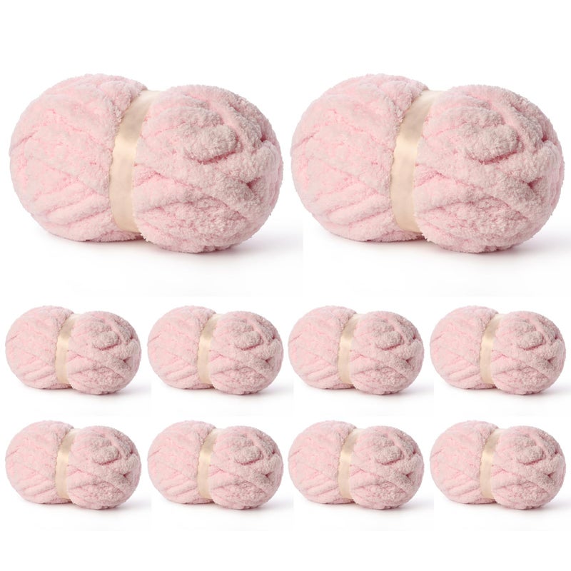 OMoiut 10 Pack of Pink Soft Jumbo Chunky Yarn for Hand Knitting,Thick Blanket Yarn for Crocheting, #10 Super Bulky Yarns, 220yds/70.5oz Fluffy Chunky Chenille Yarns for Crocheting. - Image 1