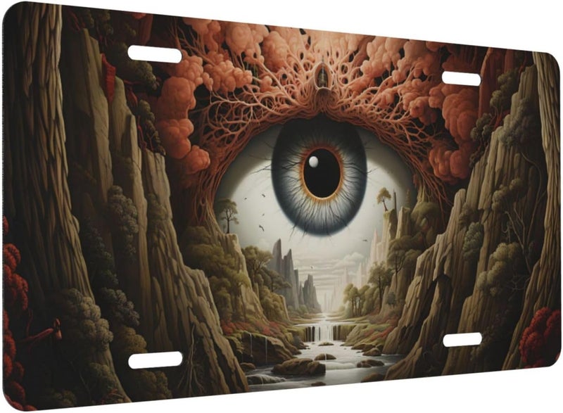 Abstract Eyes Vision Front License Plate for Women Men Funny Car License Plates with 4 Holes Aluminum Metal Novelty Vanity Tag Cover Rust-Proof Us Canada Car Decor Accessory 6 * 12 Inches 254 - Image 2