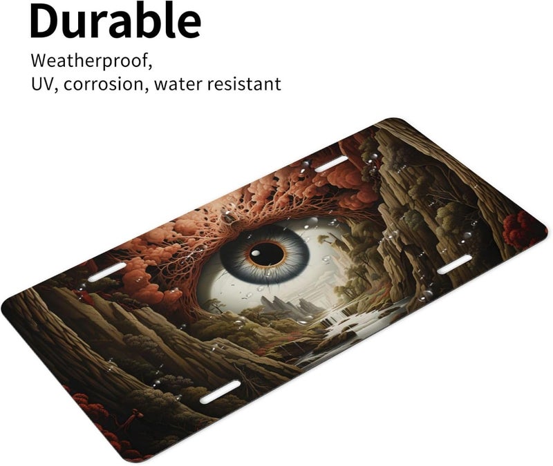 Abstract Eyes Vision Front License Plate for Women Men Funny Car License Plates with 4 Holes Aluminum Metal Novelty Vanity Tag Cover Rust-Proof Us Canada Car Decor Accessory 6 * 12 Inches 254 - Image 4