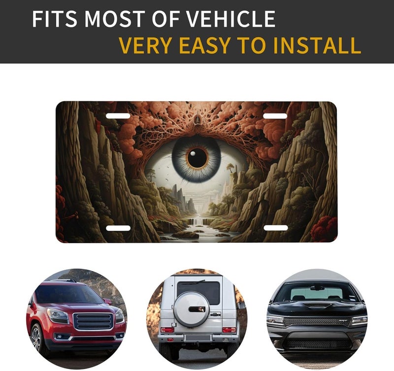 Abstract Eyes Vision Front License Plate for Women Men Funny Car License Plates with 4 Holes Aluminum Metal Novelty Vanity Tag Cover Rust-Proof Us Canada Car Decor Accessory 6 * 12 Inches 254 - Image 5