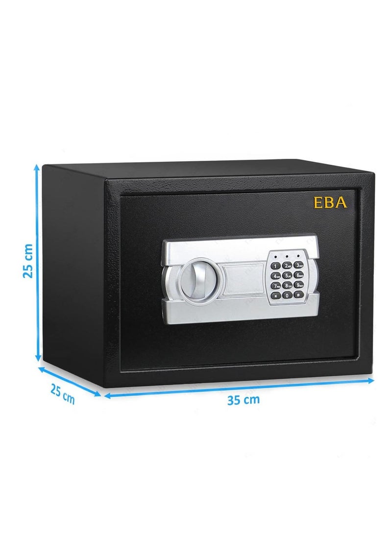 Easybusy - Safe Box A4 Document Size with Digital Lock and Override Key For Home Office Shop Business RB-25EGC (25x35x25cm) Black - Image 1