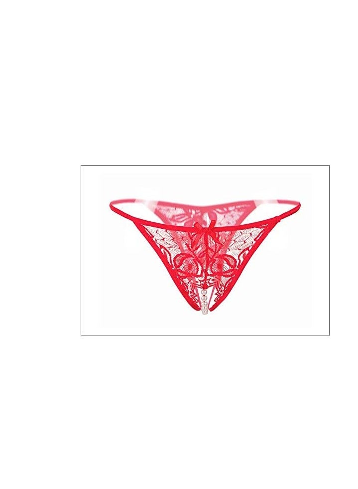 Women Floral Low Rise G-String Thong Panty Underwear Briefs With pearls - Image 2