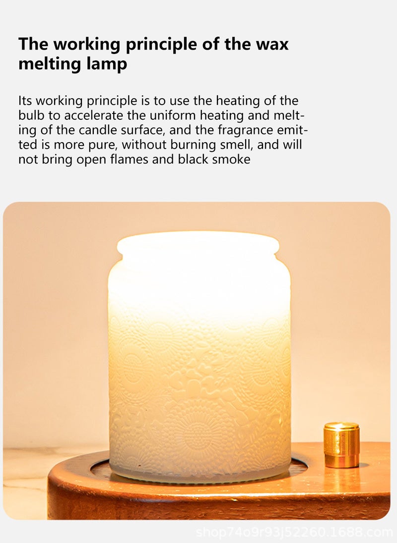 Sharpdo - Aromatherapy Candle Heat Lamp with Dimming Height Adjustable Scented Candles with Bulb for Small and Large Size Jar Candles for Home Decoration (Walnut Base) - Image 1